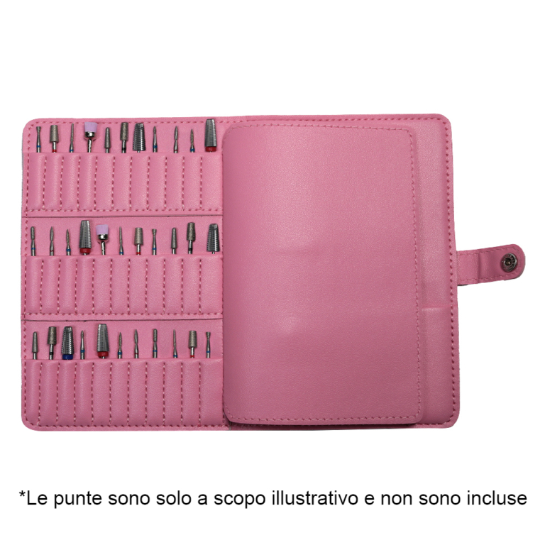 Astuccio Porta Punte Fresa e Accessori Large Dark Pink