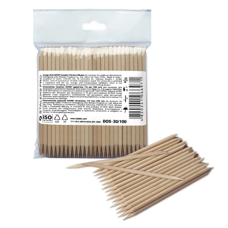 Bastoncino d'arancio STALEKS PRO per manicure, legno 150 mm (100 pz)