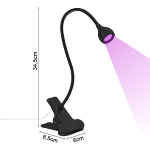 Mini Lampada Led 3w con Pinza Black